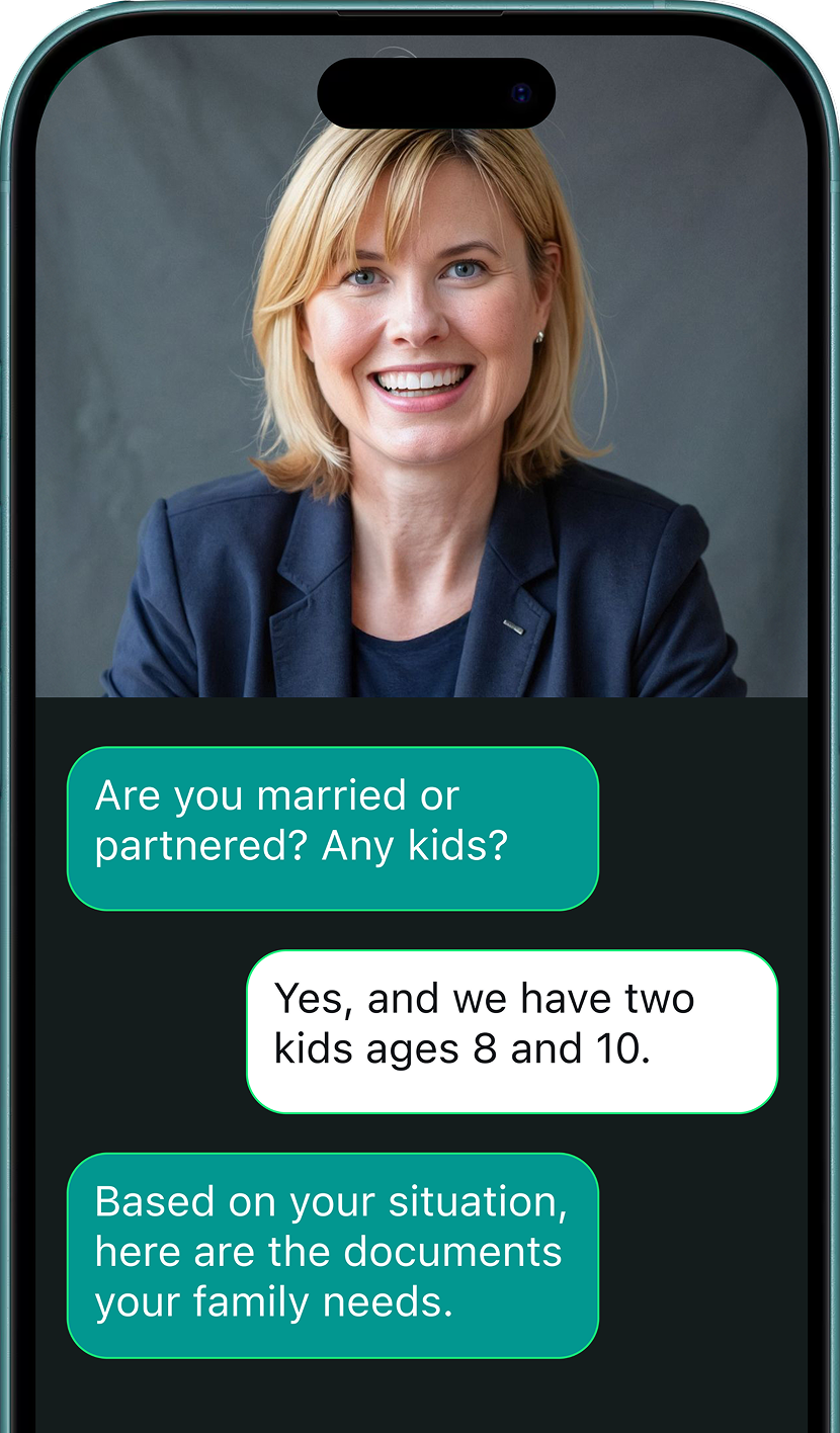 JodAI estate planning interview on a phone JodAI estate planning interview on a phone